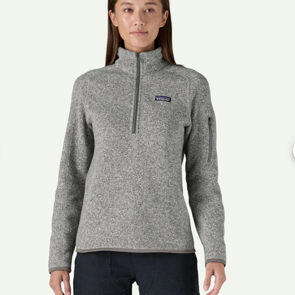 Patagonia women’s better sweater quarter Sweater Heather Gray small hiking EUC